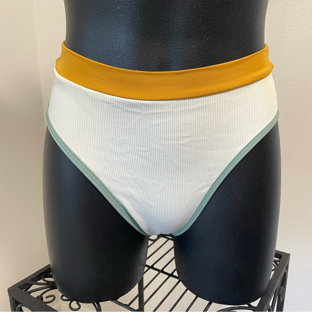 L*Space Mustard and White Bikini Bottom